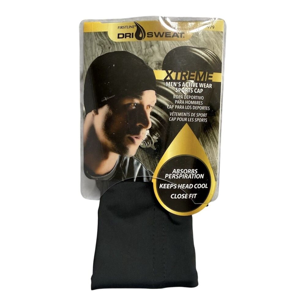 NWT Dri Sweat Xtreme Men's Active Wear Sports Cap Black Absorbs Perspiration